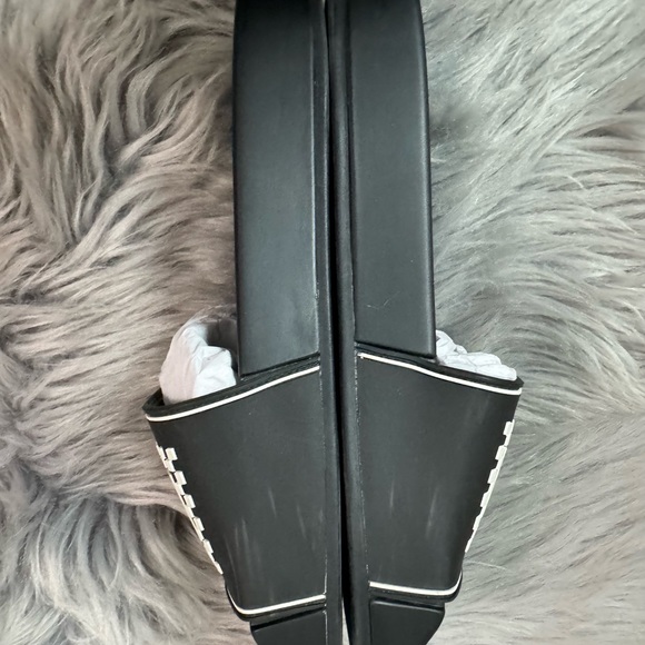 Versace Logo Pool Slides Black & White Sz 38 - Picture 6 of 9